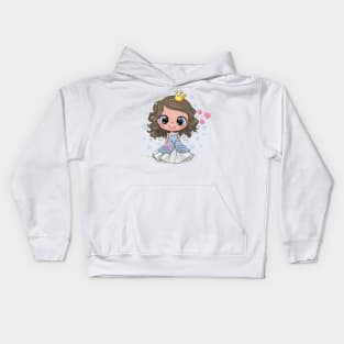 Cute Princess in a blue dress Kids Hoodie